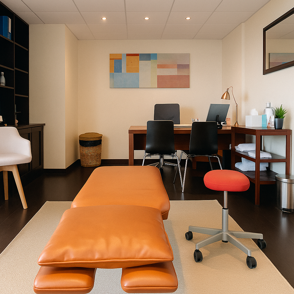 Salle de consultation du cabinet d’ostéopathe à Bruz – espace de soin professionnel