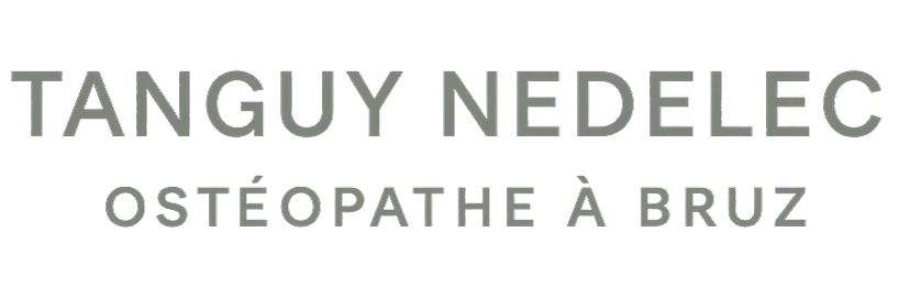Logo typographique minimaliste pour le cabinet d’ostéopathie de Tanguy Nedelec à Bruz. Le texte “TANGUY NEDELEC” est écrit en majuscules dans une police sobre et élégante de couleur vert sauge, avec en dessous la mention “OSTÉOPATHE À BRUZ” dans une typographie plus fine. Le design est épuré, sans symbole ni fond, évoquant calme, équilibre et professionnalisme.